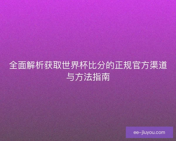 全面解析获取世界杯比分的正规官方渠道与方法指南